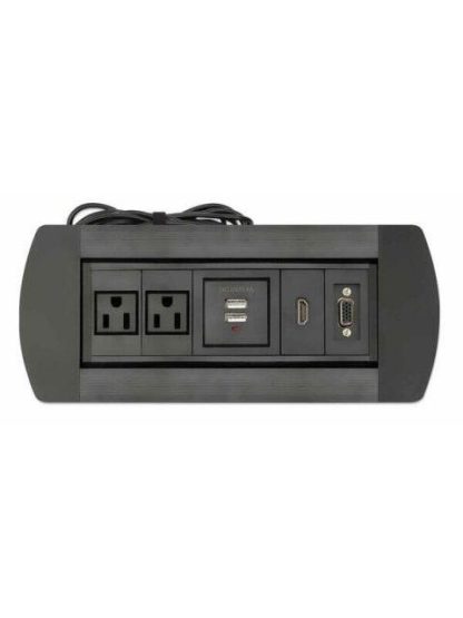 MANHATTAN CAJA PARA MESA 164832 2 PUERTOS + 2X USB NEGRO - Image 4