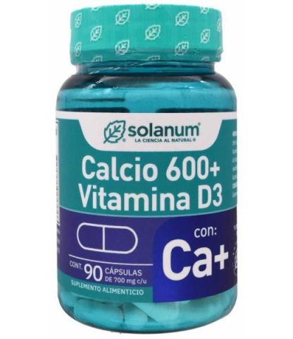 CALCIO 600 VITAMINA D3 90 CAP SOLANUM TURQUESA