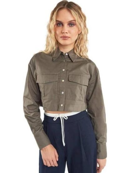 CAMISA CROP VERDE OLIVO HOLLY LAND