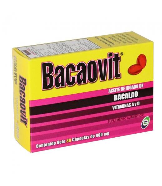 CAPS. BACAOVIT C 30 ACEITE DE HIGADO DE BACALAO VIT. A Y D B.Q.M.