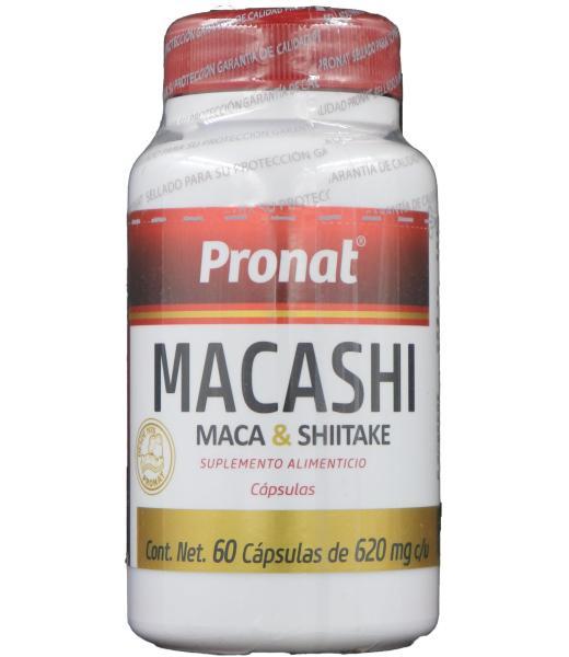 CAPS. MACASHI C 60 DE 620 GR. INGREDIENTES MACA+SHITAKE PRONAT