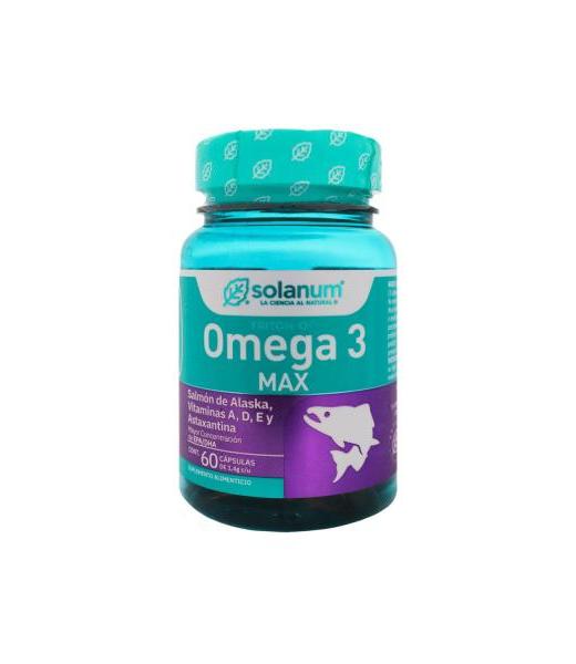 CAPS. OMEGA 3 MAX SALMON DE ALASKA VITAMINAS A D E Y ASTAXANTINA SOLANUM PHARMA