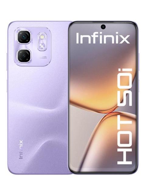 CELULAR INFINIX HOT 50I 128 GB ROM 4 GB+4 GB RAM VIRTUAL DUAL SIM MEDIATEK HELIO G81 6.7 HD+ 120 HZ 48 MP 5000 MAH CHARGE OF 18 W MORADO