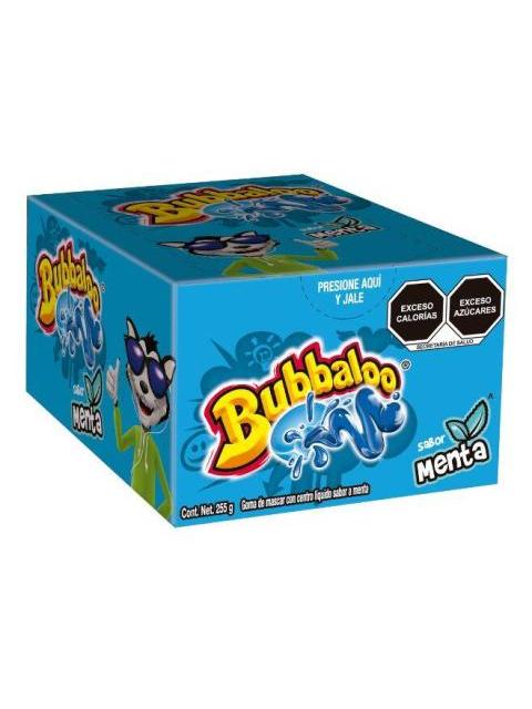 CHICLE CON RELLENO LIQUIDO BUBBALOO SABOR MENTA CON 47 PIEZAS
