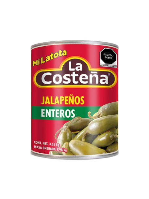 CHILES JALAPEÑOS ENTEROS LA COSTEÑA 3.65 KG
