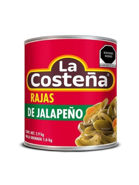CHILES JALAPEÑOS RAJAS LA COSTEÑA 2.9 KG