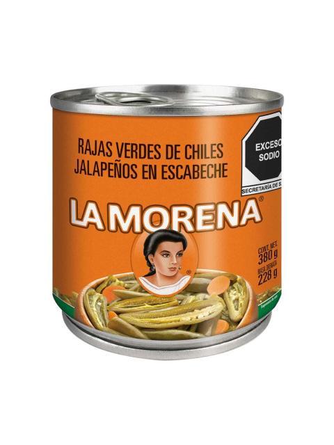 CHILES JALAPEÑOS RAJAS VERDES LA MORENA 380 GR