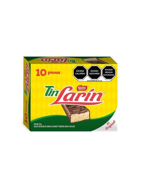 CHOCOLATE TIN LARIN RECTANGULAR PAQUETE CON 10 PIEZAS DE 21 GR