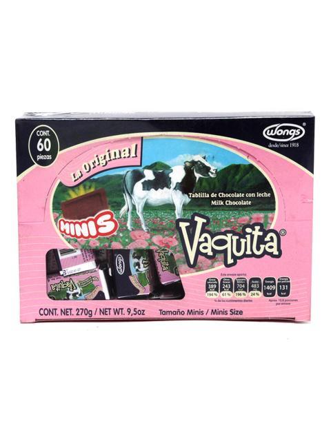 CHOCOLATE WONG S VAQUITA MINI PAQUETE CON 60 PIEZAS DE 4.5 GR