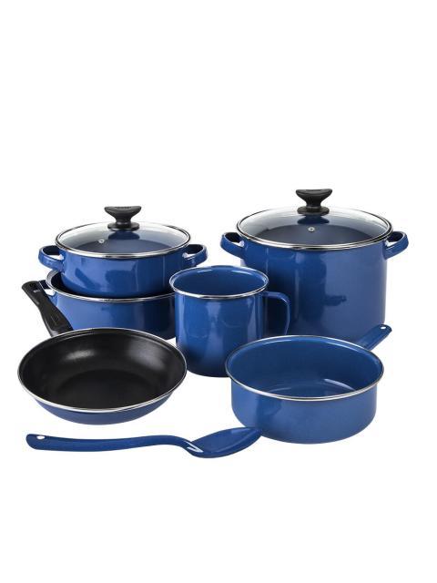 CINSA BATERIA DE COCINA MILLENIUM ACERO VITRIFICADO 9 PIEZAS AZUL
