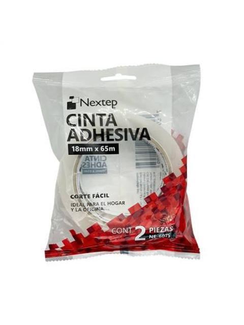 CINTA ADHESIVA NEXTEP NE607S CORTE FACIL 18MM X 65 MM MTS CON 2 PIEZAS