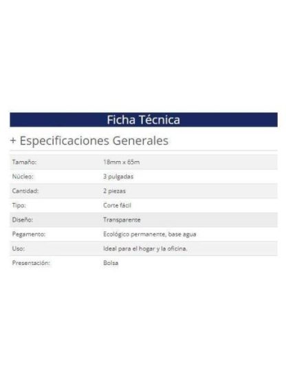 CINTA ADHESIVA NEXTEP NE607S CORTE FACIL 18MM X 65 MM MTS CON 2 PIEZAS - Image 2