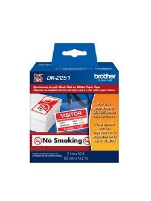 CINTA BROTHER DK-2251 NEGRO Y ROJO SOBRE BLANCO 6.2CM X 15.2M