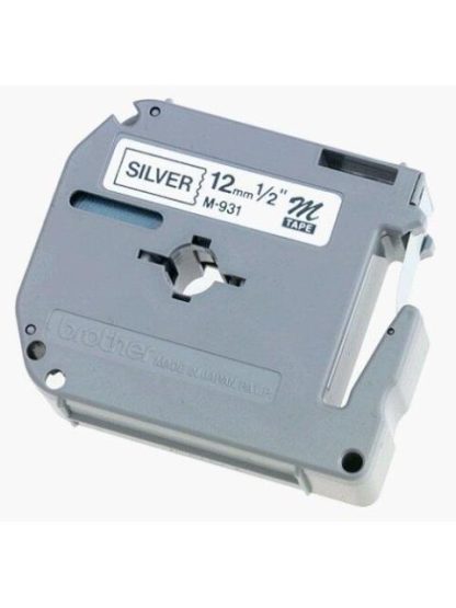 CINTA BROTHER M931 NEGRO SOBRE PLATA 12MM X 8M