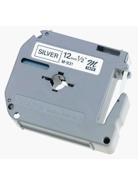 CINTA BROTHER M931 NEGRO SOBRE PLATA 12MM X 8M