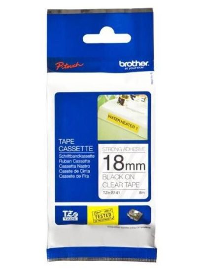 CINTA BROTHER TZES141 NEGRO SOBRE TRANPARENTE 18MM X 8M