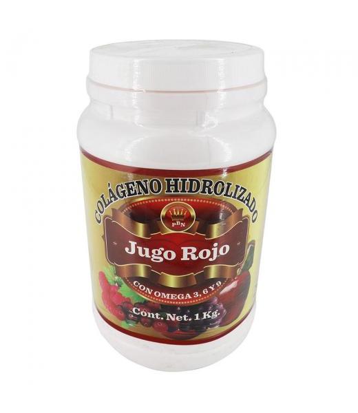COLAGENO HIDROLIZADO JUGO ROJO 1KG CON OMEGA 36 Y 9. MIEL SALUD Y VIDA