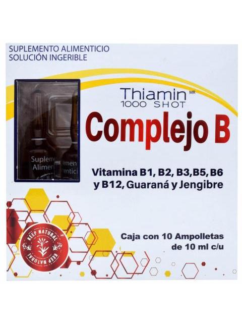 COMPLEJO B GUARANA JENGIBRE 10 AMPOLLETAS 10 ML C U THIAMIN