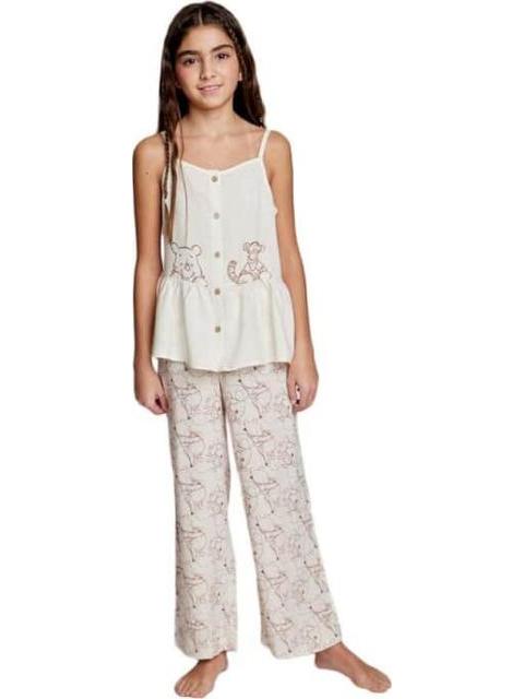 CONJUNTO TRAJE CONJUNTO 2 PZAS BLUSA Y PANTALON BEIGE WINNIE THE POOH