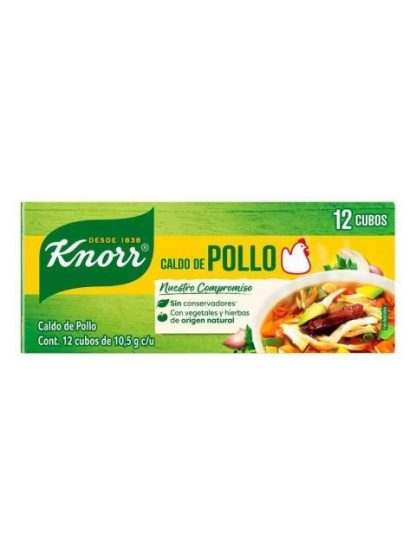 CONSOME DE POLLO KNORR SUIZA CON 12 PIEZAS DE 11 GRAMOS