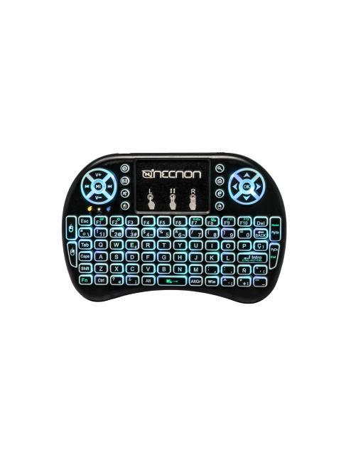 CONTROL REMOTO NCR01 TOUCH PAD TECLADO QWERTY LED 7 COLORES RECARGABLE TV SMARTPHONE TV BOX NEGRO