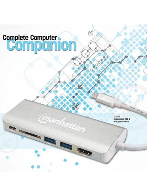 MANHATTAN HUB USB 3.1 MACHO - 2X USB A 1X UBS C 1X HDMI HEMBRA 40000 MBIT-S PLATA - Image 3