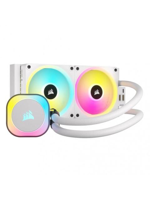 CORSAIR ICUE LINK H100I RGB AIO ENFRIAMIENTO LIQUIDO PARA CPU 2X 120MM HASTA 2400RPM BLANCO
