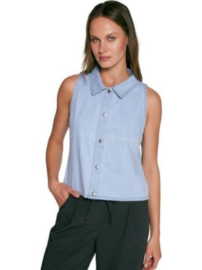 CROP TOP CROP TOP MEZCLILLA AZUL HOLLY LAND - Image 3