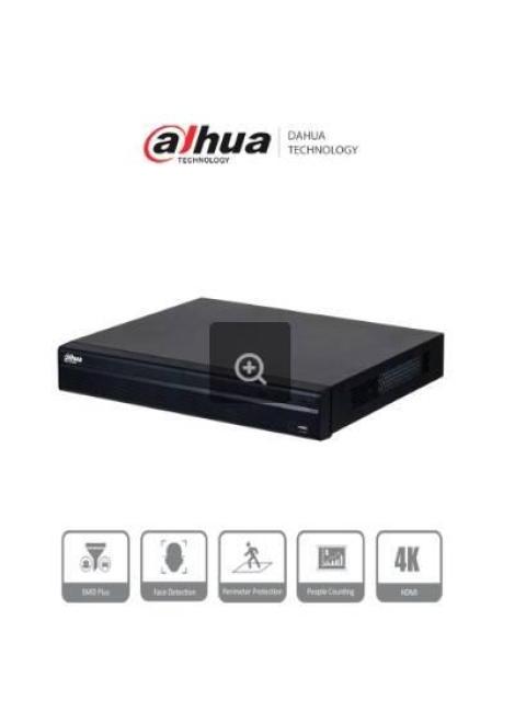 DAHUA DHINVR42324KS3 NVR DE 32 CANALES IP 8 MP-4K 160 MBPS SMART H.265+ 2 BAHIAS PARA HDD DE 20 TB HDMI VGA SOPORTA CAMARAS WIZS 2CH SMD+