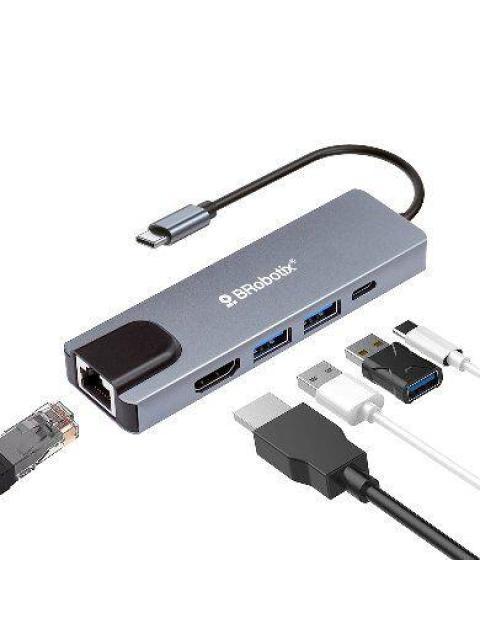 DOCKING STATION BROBOTIX USB-C USB 3.0 HDMI RJ-45 PLATA 6000694