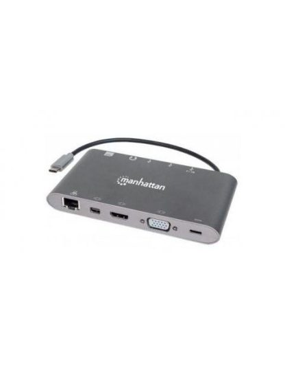 MANHATTAN DOCKING STATION 152808 USB C 3X USB 3.0 1X USB C 1X HDMI 1X VGA PLATA - Image 2
