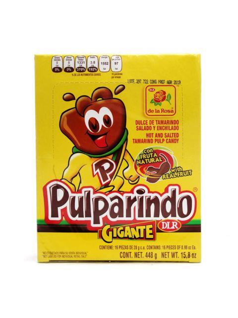 DULCE TAMARINDO PULPARINDO GIGANTE PAQUETE CON 16 PIEZAS DE 28 GR