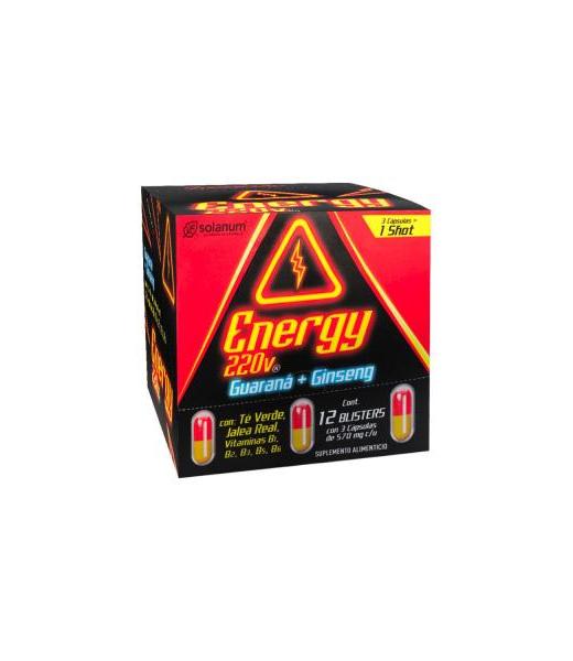 ENERGY 220V GUARANA+GINSENG C 12 BLISTER C 3 CAPS 570MG C TE VERD SOLANUM