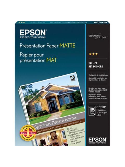 EPSON PAPEL FOTOGRAFICO MATE 102G-M² TAMANO CARTA 100 HOJAS