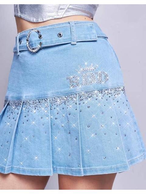 FALDA CORTA PLISADA RBD AZUL SEVEN JEANS - Image 3