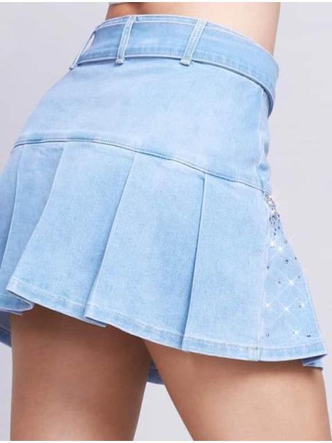 FALDA CORTA PLISADA RBD AZUL SEVEN JEANS - Image 4