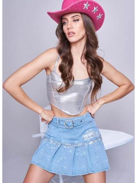 FALDA CORTA PLISADA RBD AZUL SEVEN JEANS - Image 8