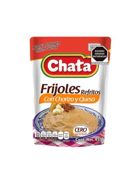FRIJOL REFRITO CHORIZO Y QUESO LA CHATA 430 GR