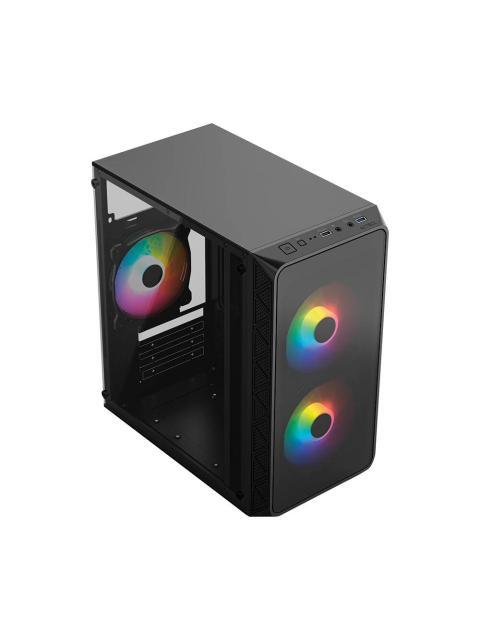 GABINETE ACTECK DOOM PRO CRYSTAL GI730 MINI-TOWER MICRO-ATX-MINI-ITX USB 2.0-3.0 CON FUENTE DE 600W 3 VENTILADORES INSTALADOS NEGRO - Image 3