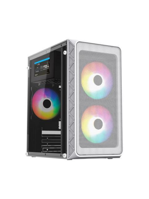 GABINETE ACTECK DOOM PRO MESH GI730M MINI-TOWER MICRO-ATX-MINI-ITX USB 2.0-3.0 CON FUENTE DE 600W 3 VENTILADORES INSTALADOS BLANCO