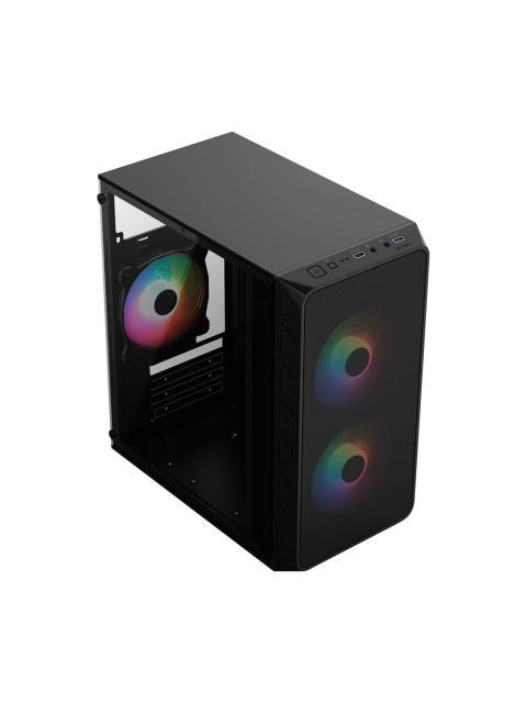 GABINETE ACTECK DOOM PRO MESH GI730M MINI-TOWER MICRO-ATX-MINI-ITX USB 2.0-3.0 CON FUENTE DE 600W 3 VENTILADORES INSTALADOS NEGRO - Image 3