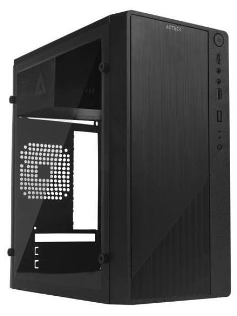 GABINETE ACTECK KIOTO GC220 CON VENTANA MICRO TOWER MICRO ATX-MINI-ITX USB 2.0 CON FUENTE 500W SIN VENTILADORES INSTALADOS NEGRO