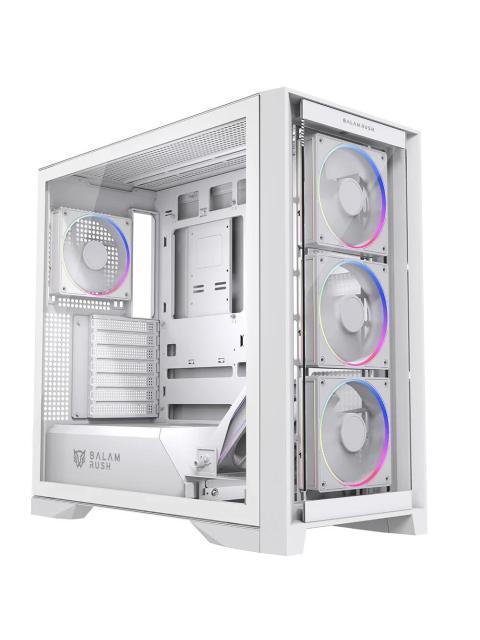 GABINETE BALAM RUSH CARBONO POLAR TWIN MATE 9900 MIDI-TOWER ATX-MICRO-ATX-ITX USB 2.0-3.0 SIN FUENTE 2 VENTILADORES INSTALADOS BLANCO