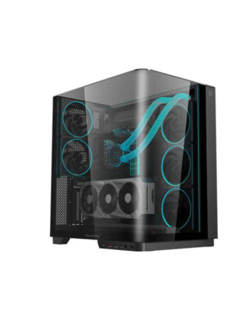 GABINETE BALAM RUSH TANK EXPERT CURVE 7800 MIDI-TOWER ATX-MICRO-ATX- ITX USB 2.0-3.0 SIN FUENTE 5 VENTILADORES INSTALADOS NEGRO
