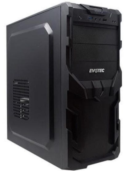 GABINETE EVOTEC EV-1005 MINI-TOWER ATX-MICRO ATX-MINI-ATX USB CON FUENTE DE 600W SIN VENTILADORES INSTALADOS NEGRO
