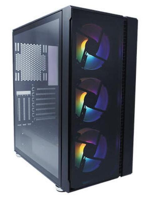 GABINETE EVOTEC EV-1021 CON VENTANA MIDI-TOWER ATX-MICRO-ATX-MINI-ATX USB 3.0 SIN FUENTE 3 VENTILADORES INSTALADOS NEGRO