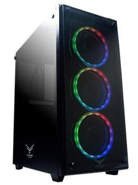 GABINETE NACEB PLAYER CON VENTANA RGB FULL-TOWER ATX USB 2.0-3.0 SIN FUENTE 3 VENTILADORES RGB INSTALADOS NEGRO