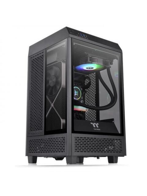 GABINETE THERMALTAKE THE TOWER 100 BLACK (CA1R300S1WN00) COLOR NEGRO MINI TORRE 3 PANELES DE 4MM DE CRISTAL TEMPLADO SOPORTA TARJETAS MADRE MICRO AT
