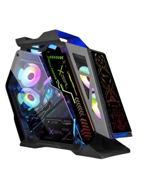 GABINETE XZEAL IR02 CON VENTANA MIDI-TOWER MICRO ATX-MINI ITX USB 3.0-2.0 SIN FUENTE 4 VENTILADORES INSTALADOS RGB NEGRO