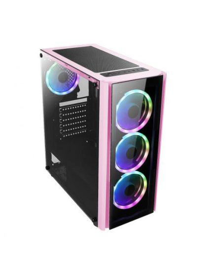 GABINETE XZEAL XZ110 CON VENTANA RGB TOWER ATX-MICRO ATX-MINI-ATX USB 3.0-2.0 SIN FUENTE 3 VENTILADORES RGB INSTALADOS ROSA - Image 3